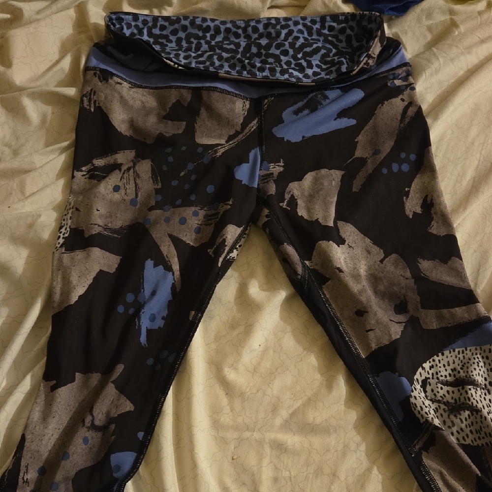 lululemon athletica Black and Blue Abstract Leggings